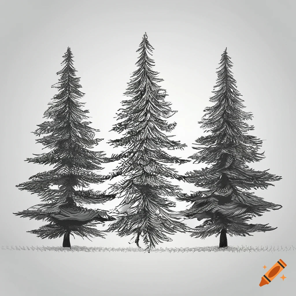 Wallpaper #BGdQC5MBSpphPi3-qtkV263 A Stunning Cluster of Five Pine Trees on White Background Minimal