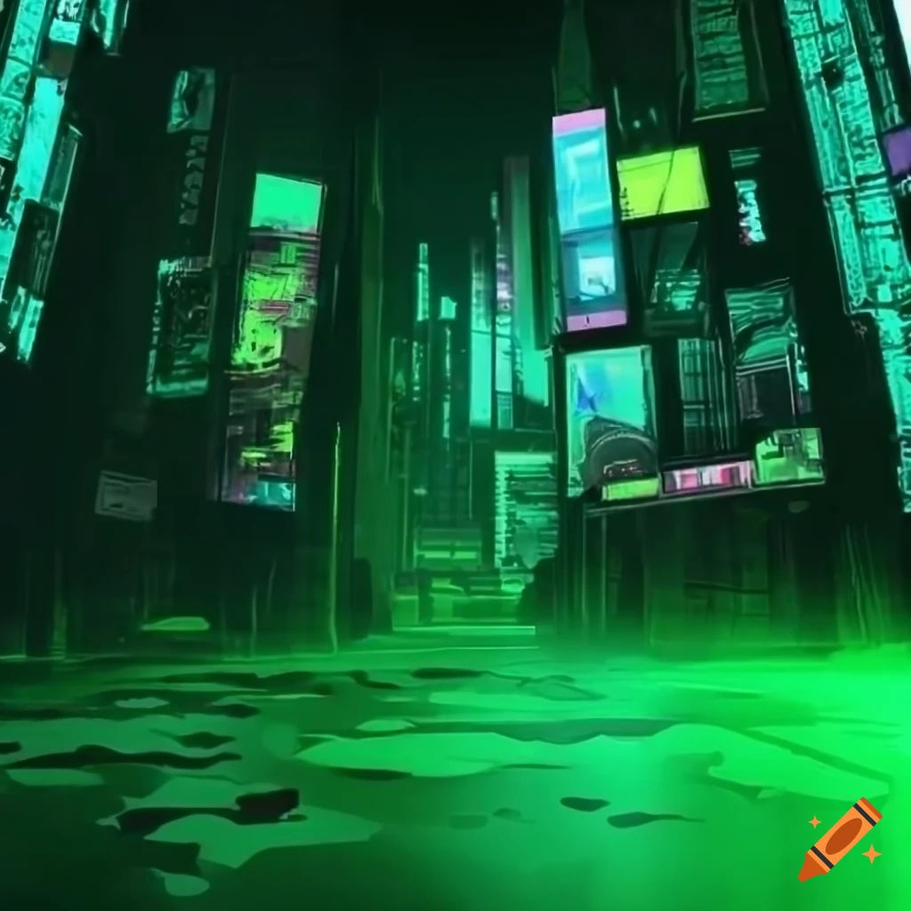 Wallpaper #hOpuVJMBlwTYPL18pwu0314 Cyberpunk Green Background on Craiyon