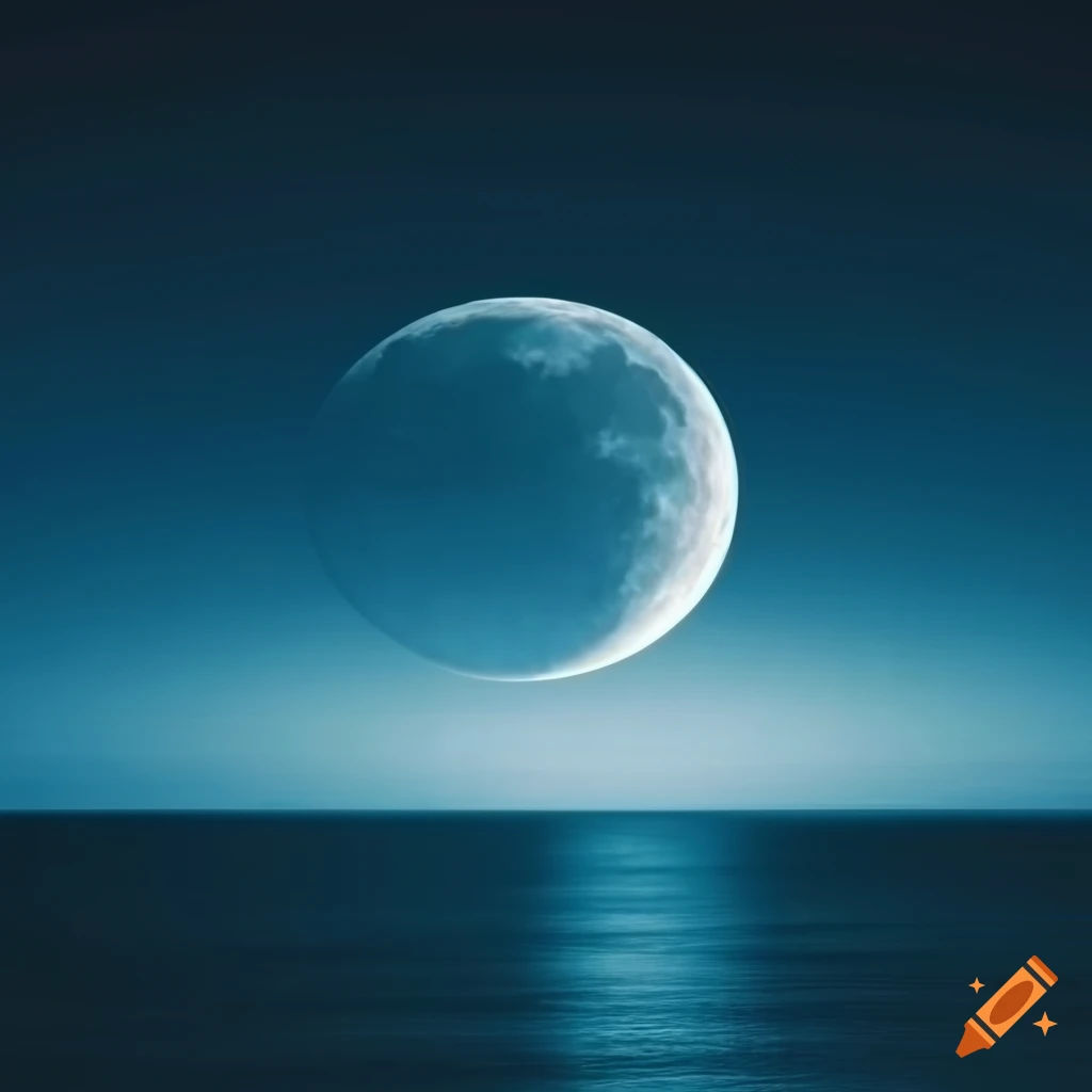 Wallpaper #aWdbBJMBSpphPi3--bfl203 Crescent Moon at Night Above Ocean Abstract on Craiyon