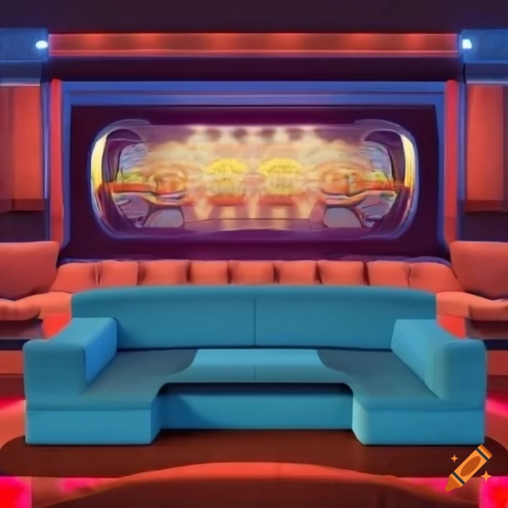 Wallpaper #aGjMFZMBSpphPi3-GAlH13 A Large Cozy Late Night Talkshow Set Design 70s Sci Fi Art Style with
