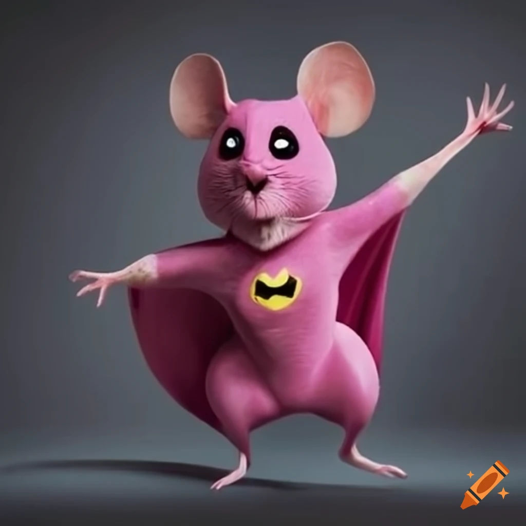 Wallpaper #486qJZMB71dOy6JZNxSF262 Pink Mouse is an Animal in the Image of Batman on Craiyon