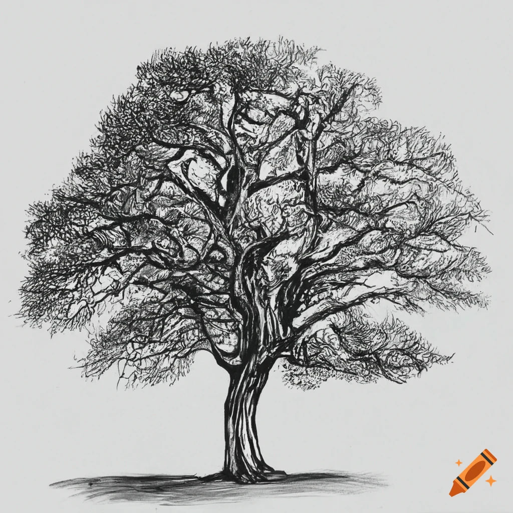 Wallpaper #BWgvFZMBSpphPi3-Zwec98 Large Oak Tree in Pencil Sketch on Craiyon