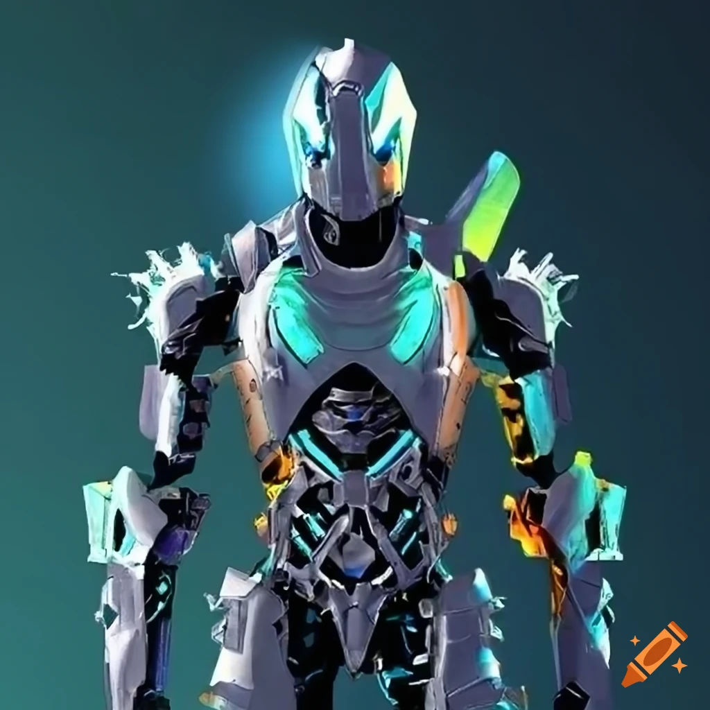Wallpaper #q8kYjZcB-VVLIetlw2nT110 Superhero with Holographic Color Costume and Cyberpunk Robot Aesthetics