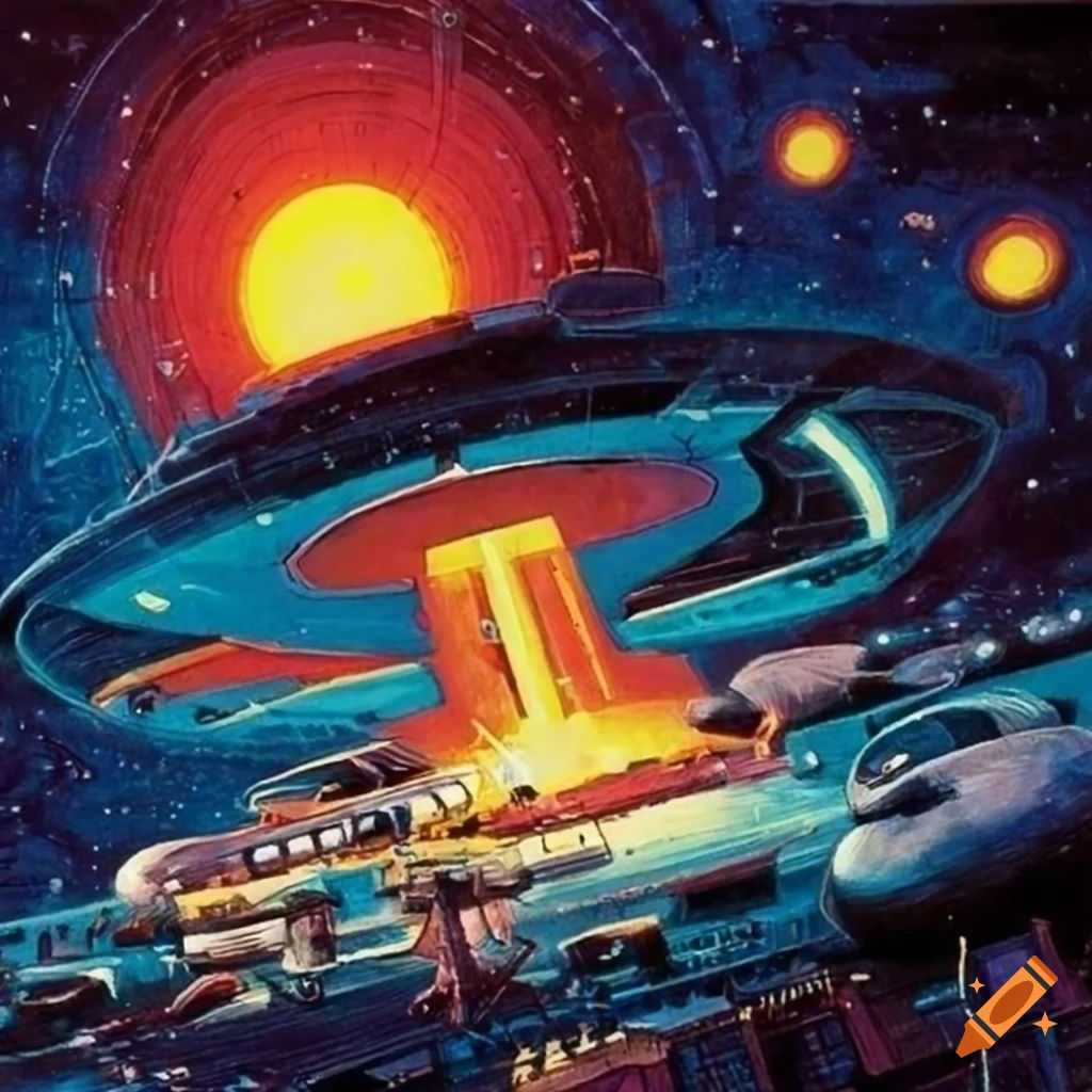 Wallpaper #95lDP5MBUcASHT6nWssT80 70s Sci Fi Spaceport Artwork