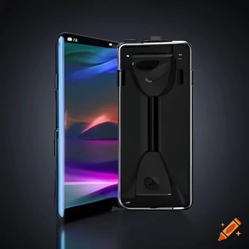 Wallpaper #zmfP-5IBSpphPi3-dpXT105 Front and Back View of a Futuristic Touchscreen Phone on Craiyon