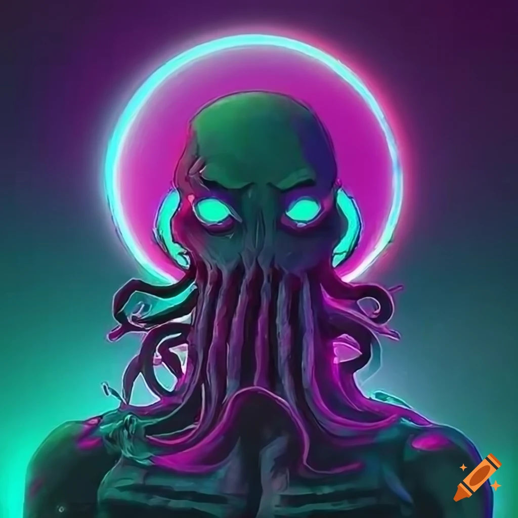 Wallpaper #uwMnZJMBpyOg8YnEDtaL276 Synthwave Inspired Art of Cthulhu on Craiyon