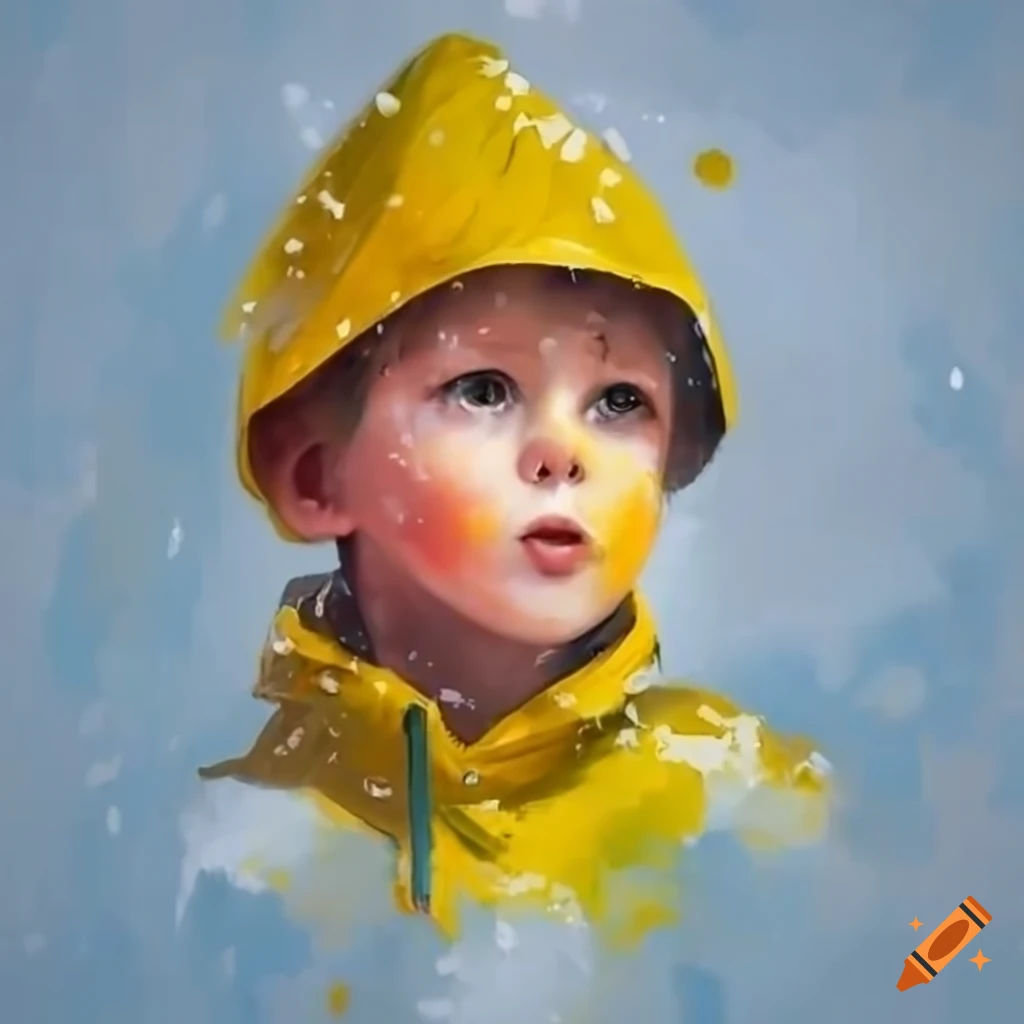 Wallpaper #2CyqSZMB0E1QgA7w2fMq337 Boy in Yellow Raincoat with Baseball Bat in Snow on Craiyon