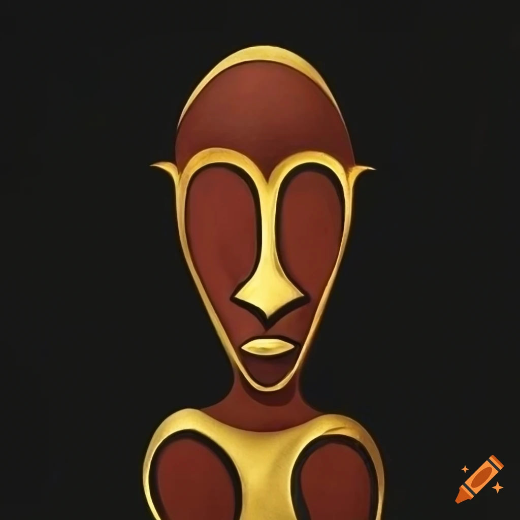 Wallpaper #52dQ-5IBSpphPi3-YpO8395 Picasso Style Abstract Art with Red Gold Brass and Copper Elements