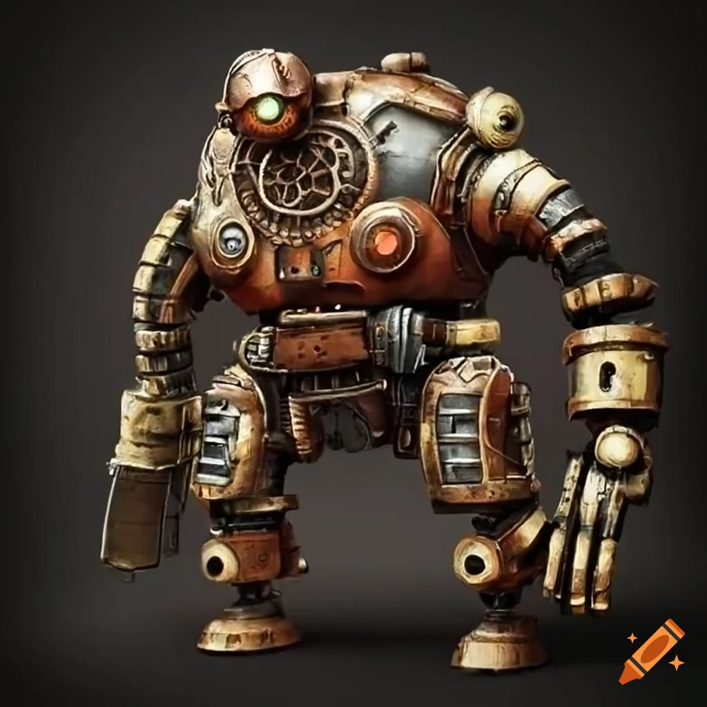 Wallpaper #ss4JJZMB71dOy6JZQBKv57 Steampunk Robot in Chavin Style on Craiyon