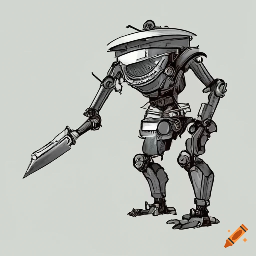 Wallpaper #FTHPNZMB5zzyi_yY1ljw180 Line Drawing of a Medieval Combat Robot on Craiyon