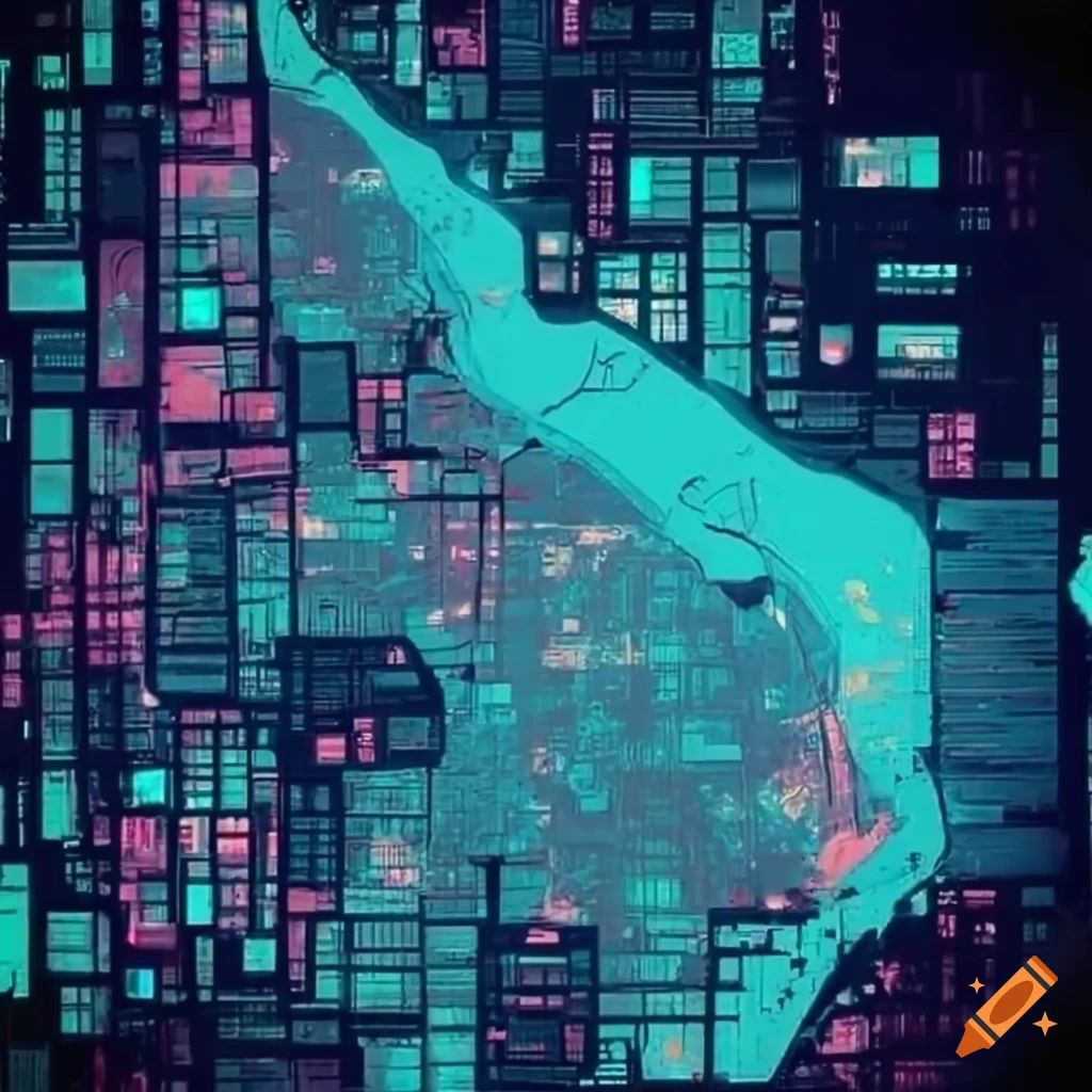 Wallpaper #TGdYCpMBSpphPi3-C9QB139 Abstract Cyberpunk Map of Mexico City on Craiyon