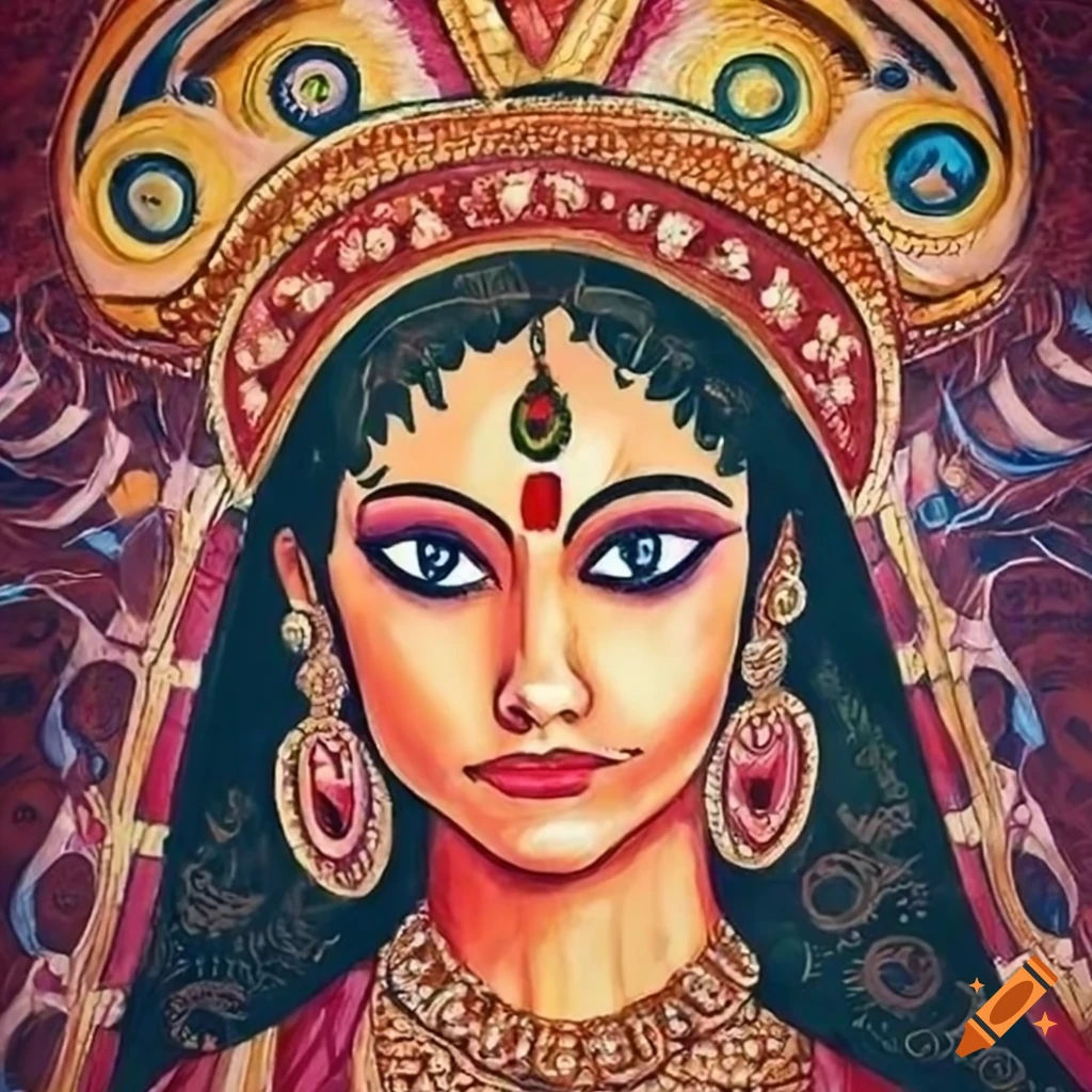 Wallpaper #6qlRh5cBxbDgA0Rlce31161 Drawing Related to Navratri Festival