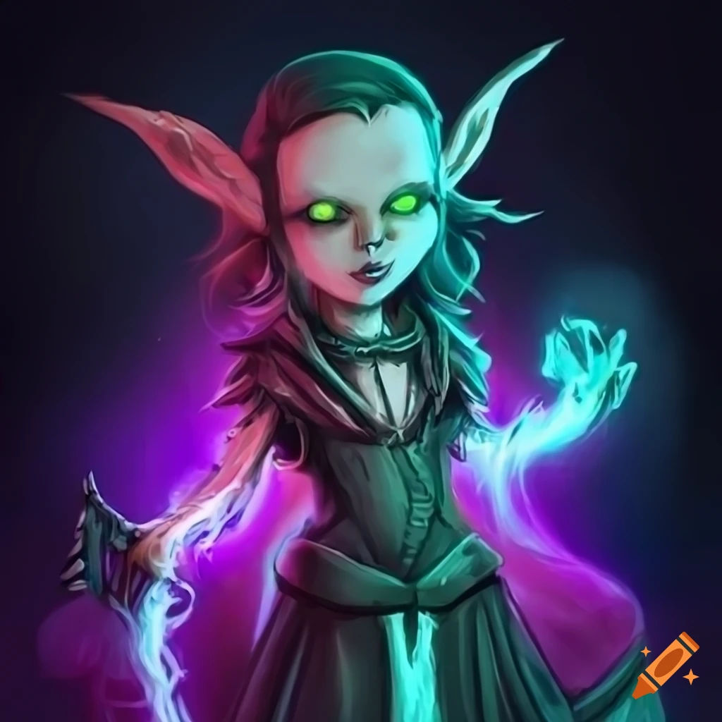 Wallpaper #BWdbEZMBSpphPi3-Y_d4426 Digital Art of a Goblin Necromancer with a Ghostly Servant on Craiyon