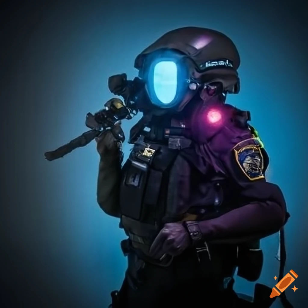 Wallpaper #VTuPbZcBSWmA-tzpio5P145 Image of a Cyberpunk Ncpd Officer on Craiyon