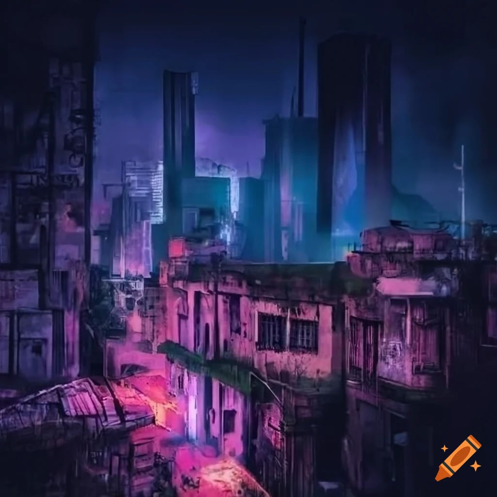 Wallpaper #uWhoHJMBSpphPi3-SyK8101 Dystopian Cyberpunk Landscape in Mexico City on Craiyon