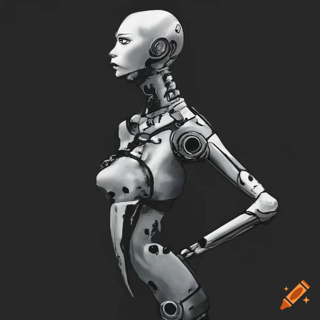 Wallpaper #TmcI-JIBSpphPi3-B4hd205 Cyberpunk Artwork of a Female Robotic Humanoid