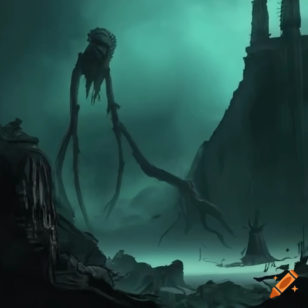 Wallpaper #uwMnZJMBpyOg8YnEDtaL372 Artwork of Cthulhu Destroying a Bridge on Craiyon