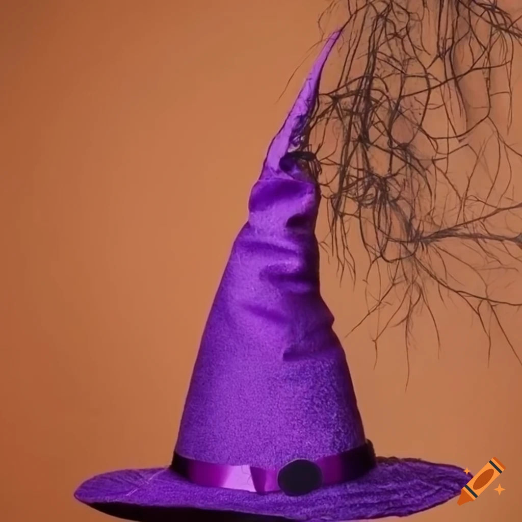 Wallpaper #cKU_N5MBVBiSkHCa8Itg343 Purple Witches Hat on Orange Background on Craiyon
