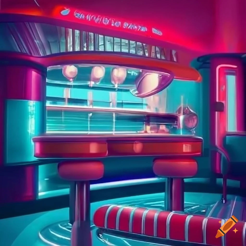 Wallpaper #O3emKJMB-pgBXx60l6uP416 Image of a Retro Futuristic Diner