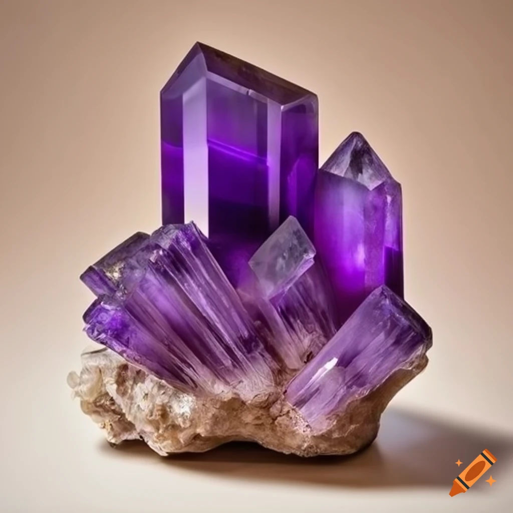 Wallpaper #IupSVZMBlwTYPL18og2A300 Hand Crafted Violet Crystal on Light Beige Background