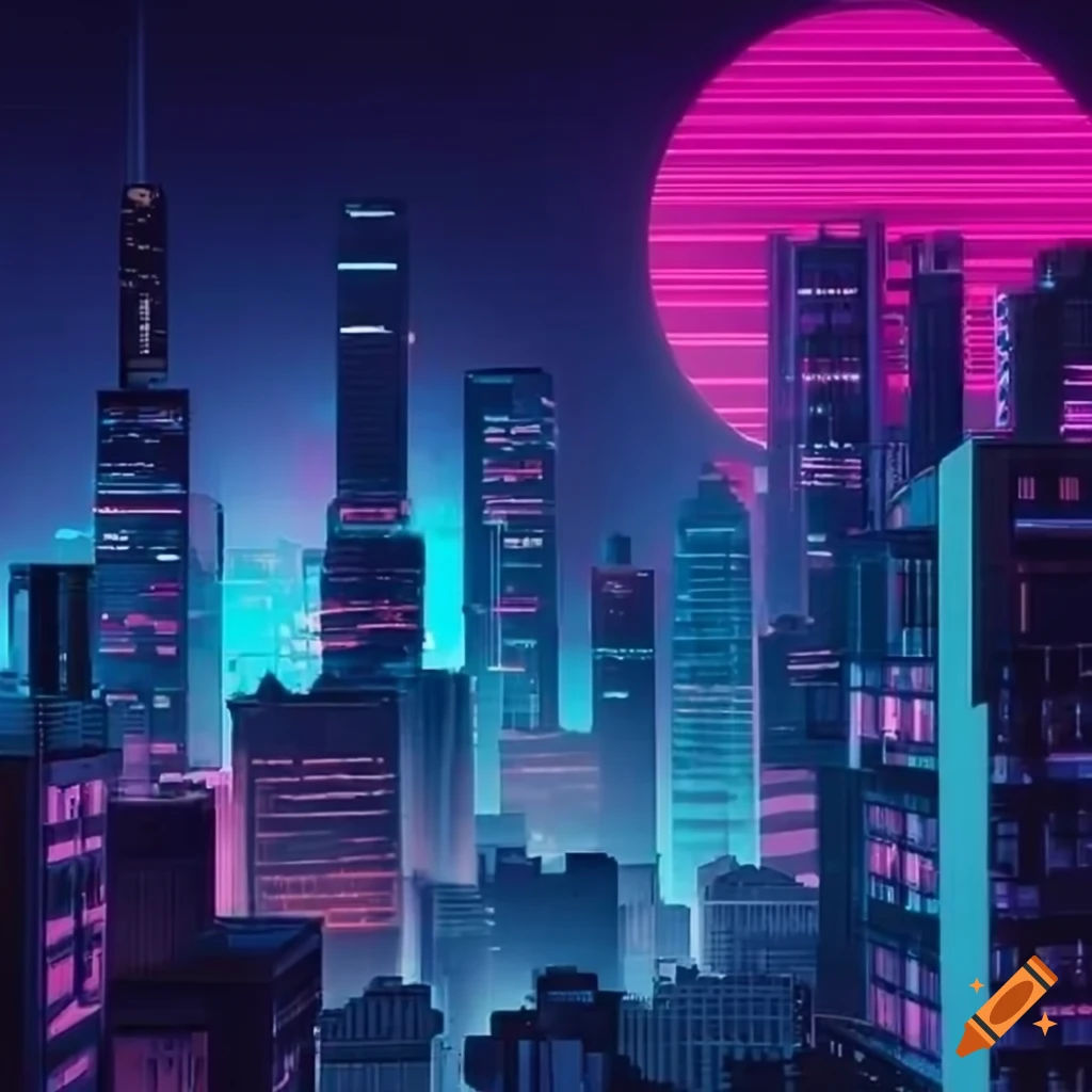 Wallpaper #aWjcHZMBSpphPi3-Yicj10 Vibrant Neon Lit Cyberpunk Cityscape on Craiyon