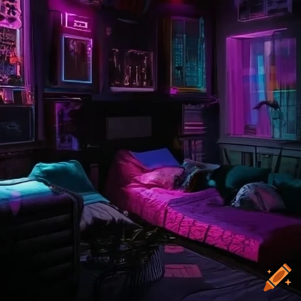 Wallpaper #PPtihJcBx-Hc5Y204K-u141 Cozy Goth Cyberpunk Bedroom on Craiyon