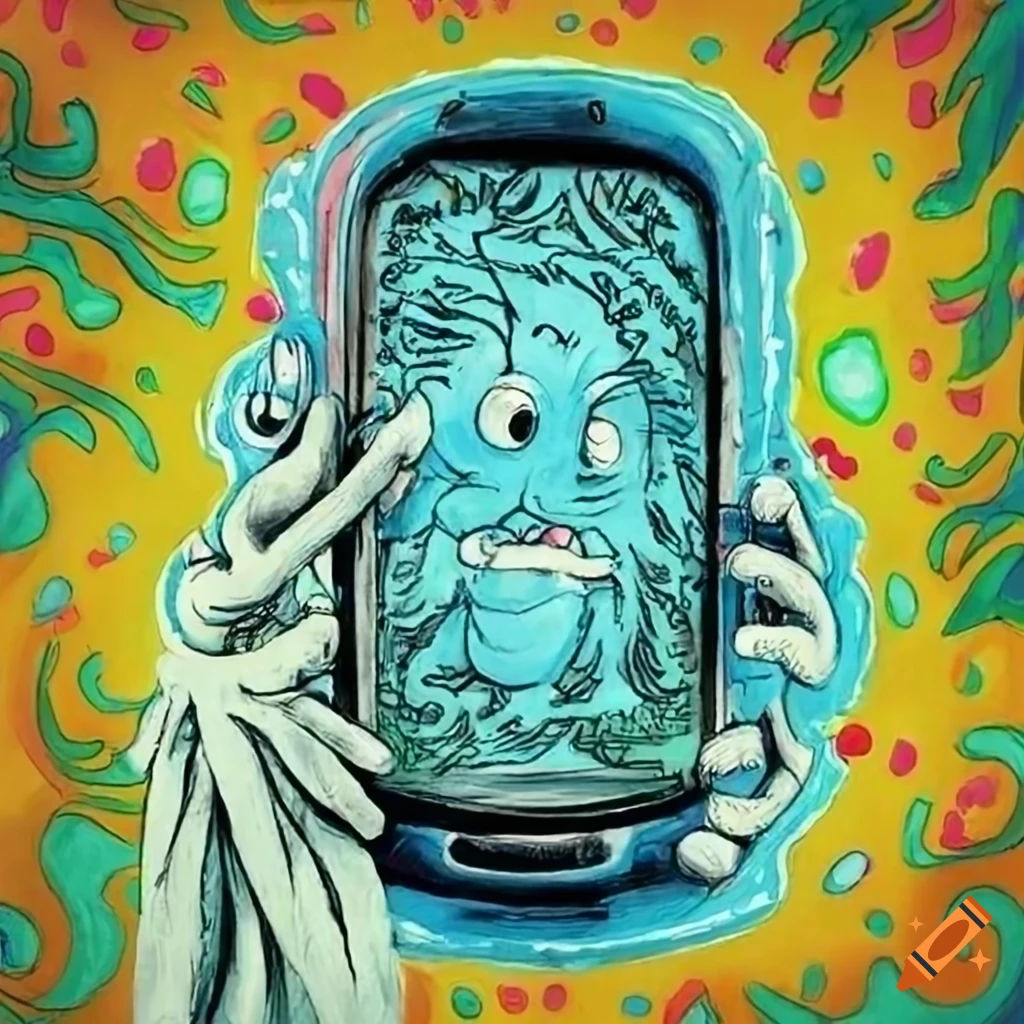 Wallpaper #zmfP-5IBSpphPi3-dpXT200 Whimsical Illustration of a Futuristic Smart Phone on Craiyon