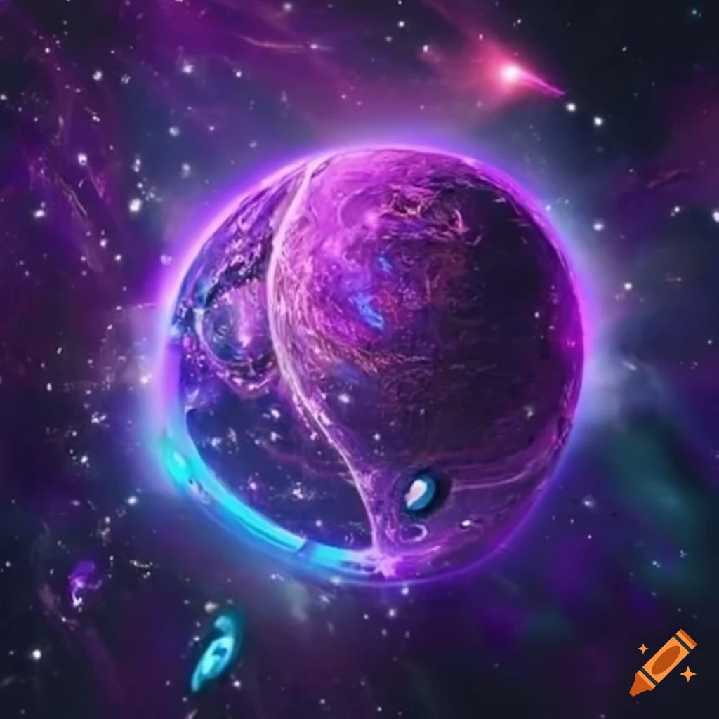 Wallpaper #w2h0G5MBSpphPi3-2R9s390 Purple Cybernetic Planet Infused with Cosmic Energy on Craiyon