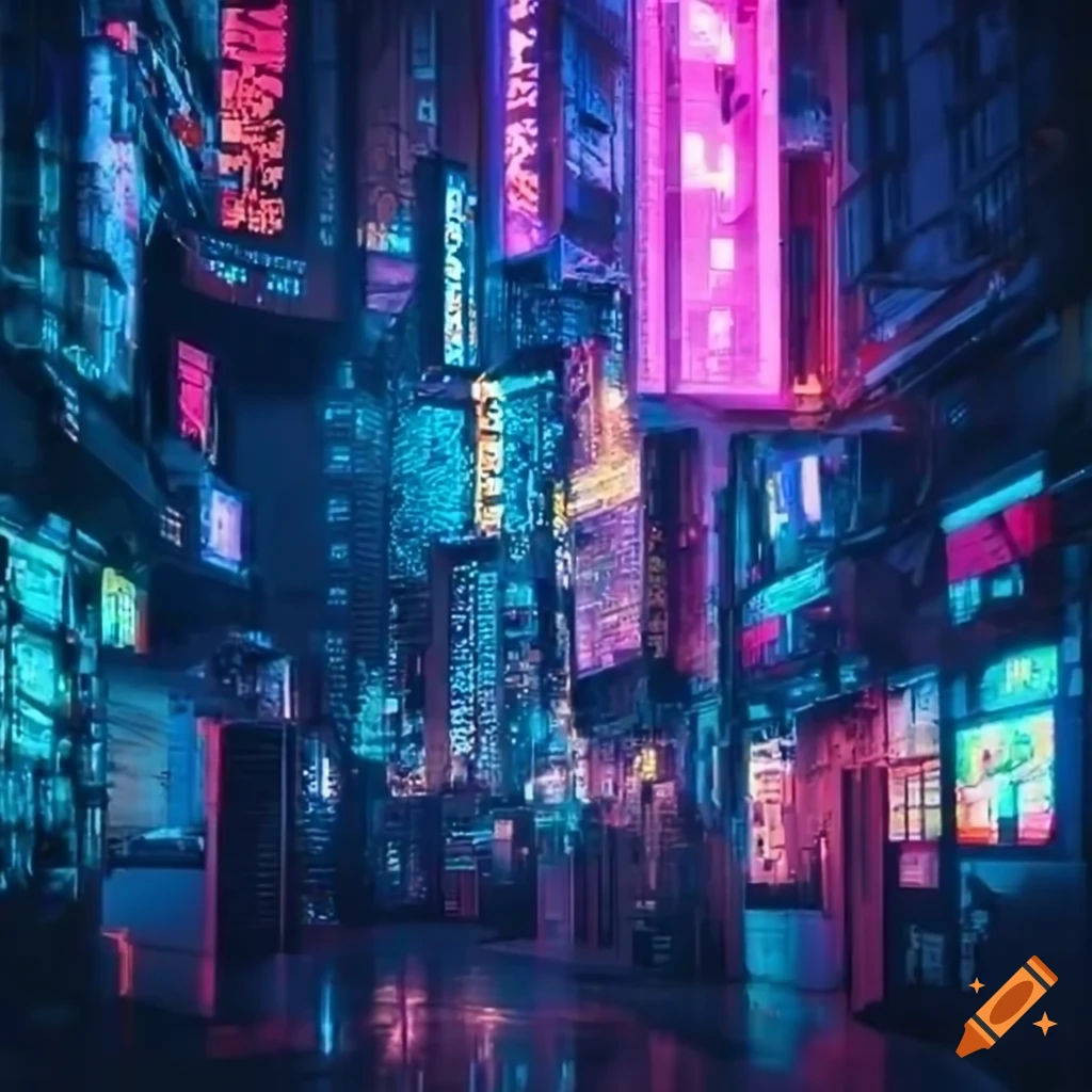 Wallpaper #rGf2-pIBSpphPi3-35I2131 HD Realistic Cyberpunk City with Vibrant Neon Lights on Craiyon