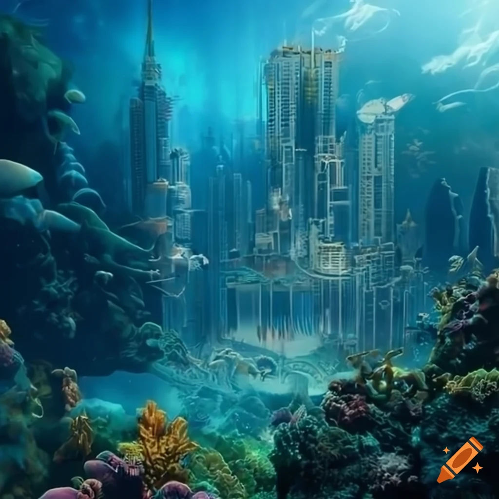 Wallpaper #NWcH9pIBSpphPi3-kYJt313 Underwater Metropolis with Colorful Coral Reef on Craiyon