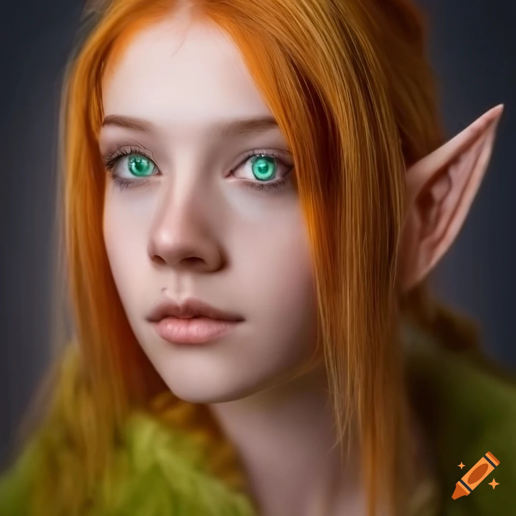 Wallpaper #nu_DTJMBMN-XEVvVhT7U361 Portrait of a Young Wood Elf with Honey Colored Hair and Emerald Eyes