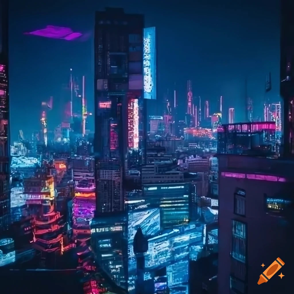 Wallpaper #_Wd9_pIBSpphPi3-Hp-I41 Cyberpunk City in a Glass Dome with Neon Lights on Craiyon