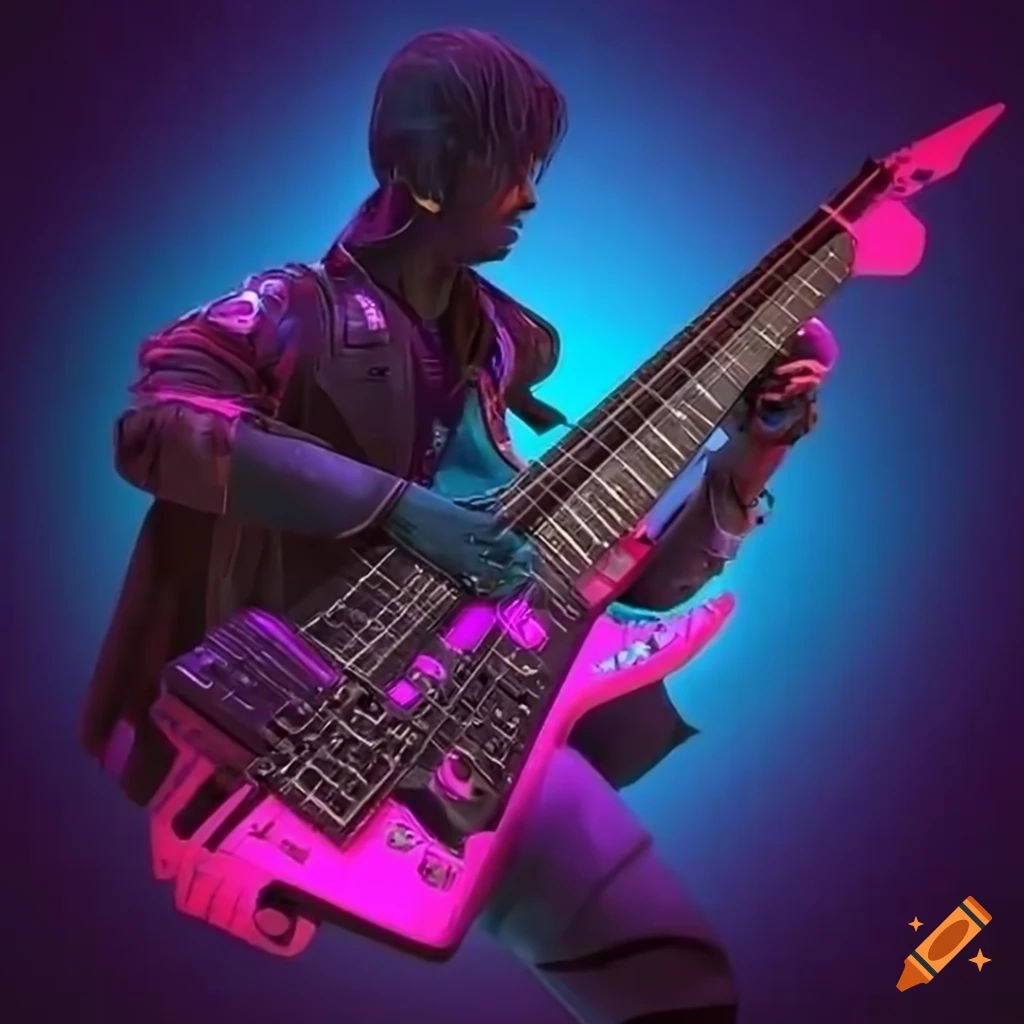 Wallpaper #I6WROJMBVBiSkHCaw440167 Cyberpunk Fusion of a Guitar and a Keyboard on Craiyon