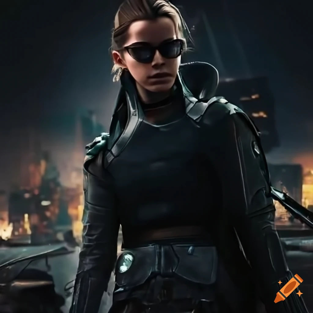 Wallpaper #TGdYCpMBSpphPi3-C9QB246 Emma Watson as a Cyberpunk Warrior Wielding a Katana
