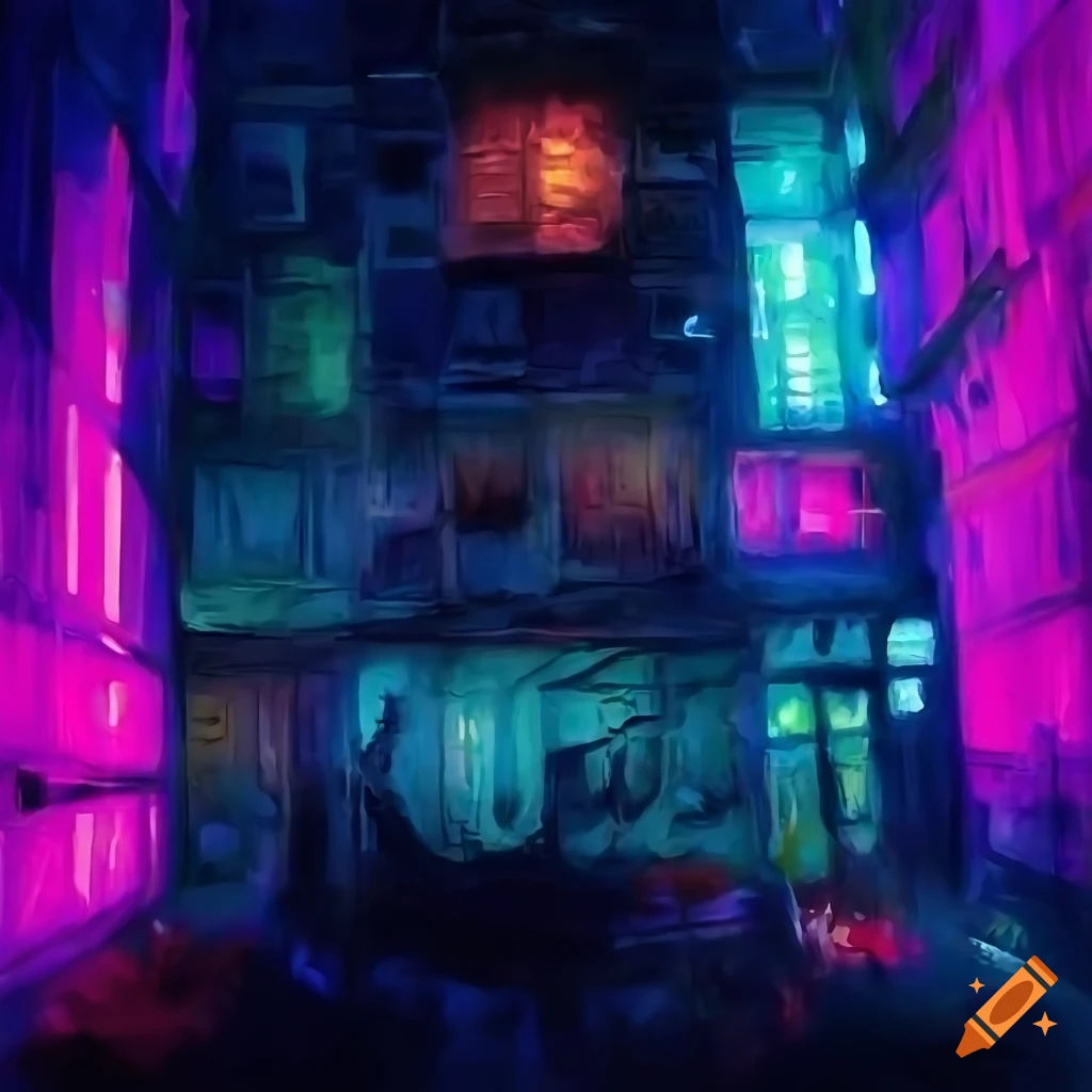 Wallpaper #NWcH9pIBSpphPi3-kYJt195 Cyberpunk Dystopian Flats with Colorful Lights on Craiyon