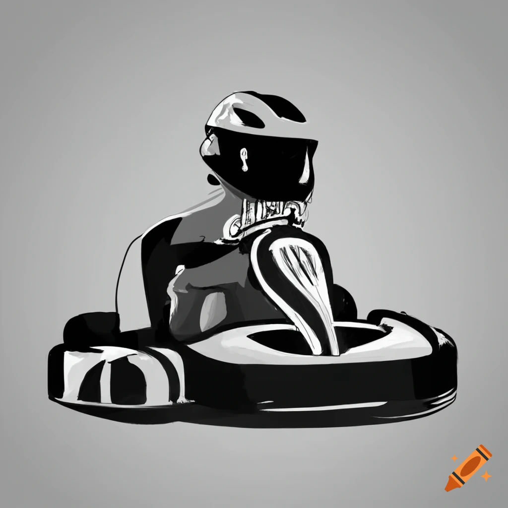 Wallpaper #OWf7C5MBSpphPi3-39xJ399 Black and White Line Drawing of Friends Racing Go Karts on Craiyon