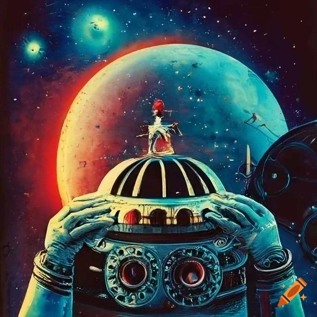Wallpaper #f2954 Vintage Art Print Science Fiction Retro Ufo Poster Space Etsy
