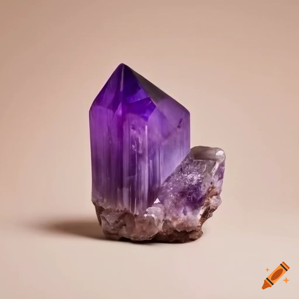 Wallpaper #IupSVZMBlwTYPL18og2A341 Hand Crafted Violet Crystal on Light Beige Background