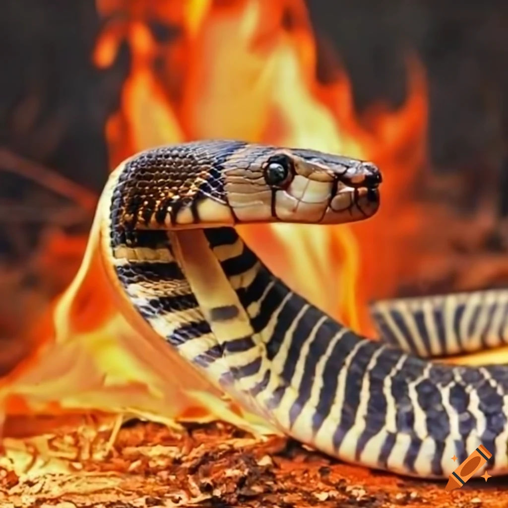 Wallpaper #ymdP-ZIBSpphPi3-lYzn375 King Cobra Emerging from Fire on Craiyon