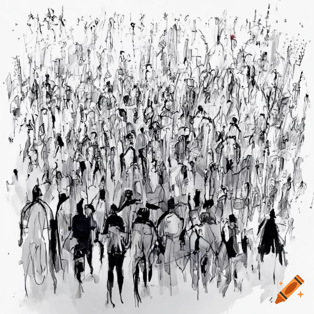 Wallpaper #aWdbBJMBSpphPi3--bfl160 Abstract Sketch of a Crowd of People on Craiyon