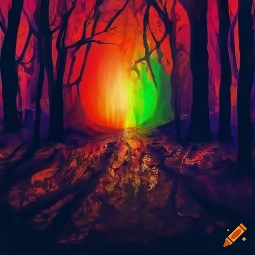 Wallpaper #d2c4EZMBSpphPi3-OPZ1116 Vivid Abstract Art of Sun and Forest