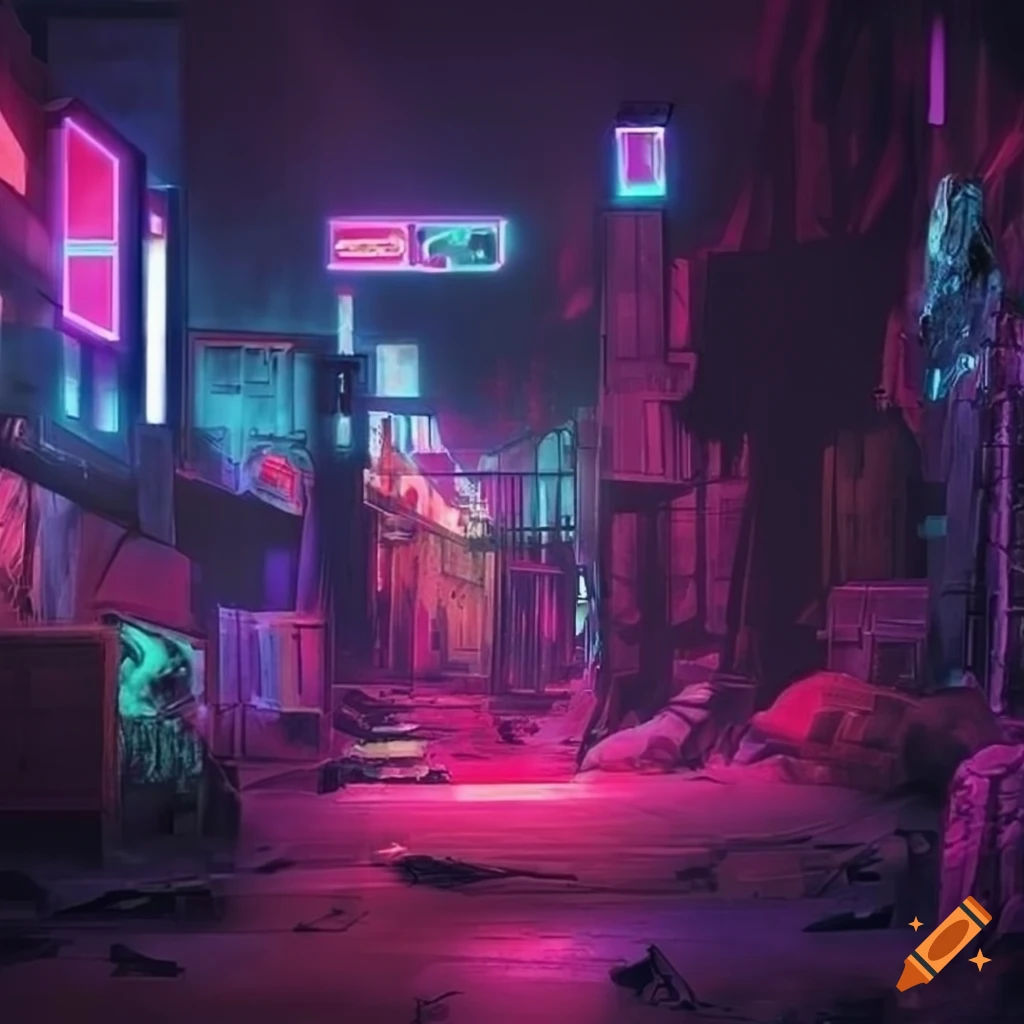 Wallpaper #oJl_P5MBUcASHT6nQswf160 80s Neon Themed Post Apocalypse Illustration on Craiyon