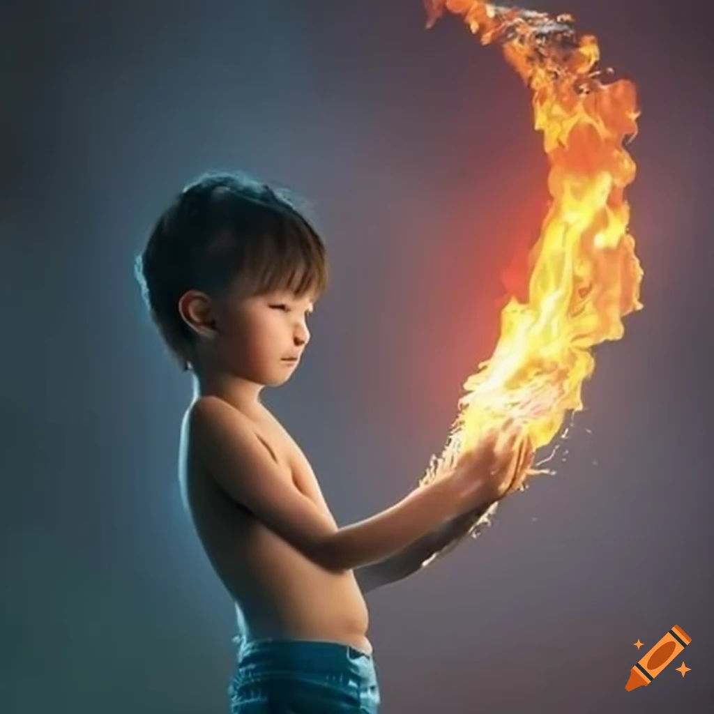Wallpaper #H2ds_JIBSpphPi3-LpgZ265 Digital Art of a Boy with Elemental Powers on Craiyon