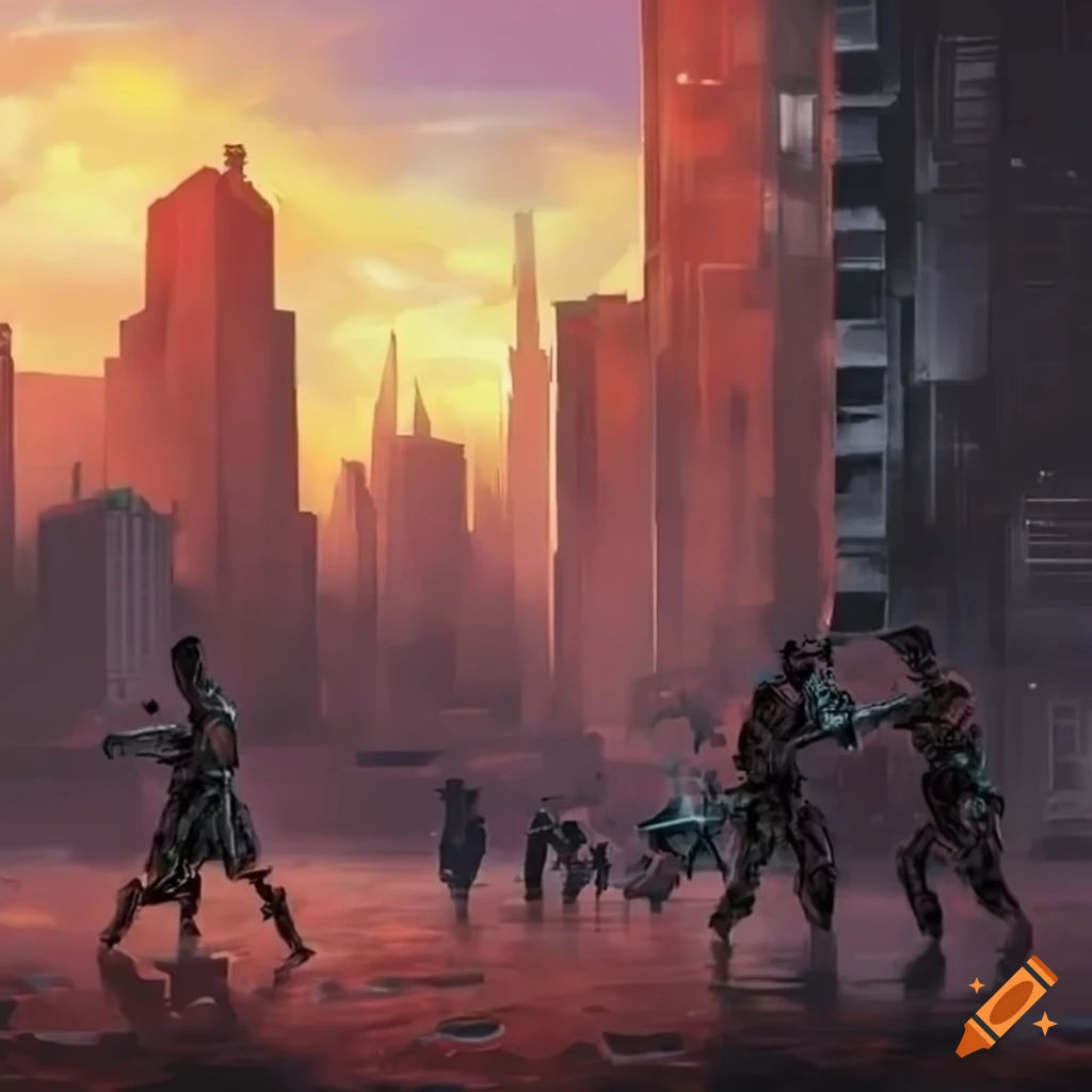 Wallpaper #NWcH9pIBSpphPi3-kYJt324 Image of a Dystopian Cityscape with a Fighting Arena