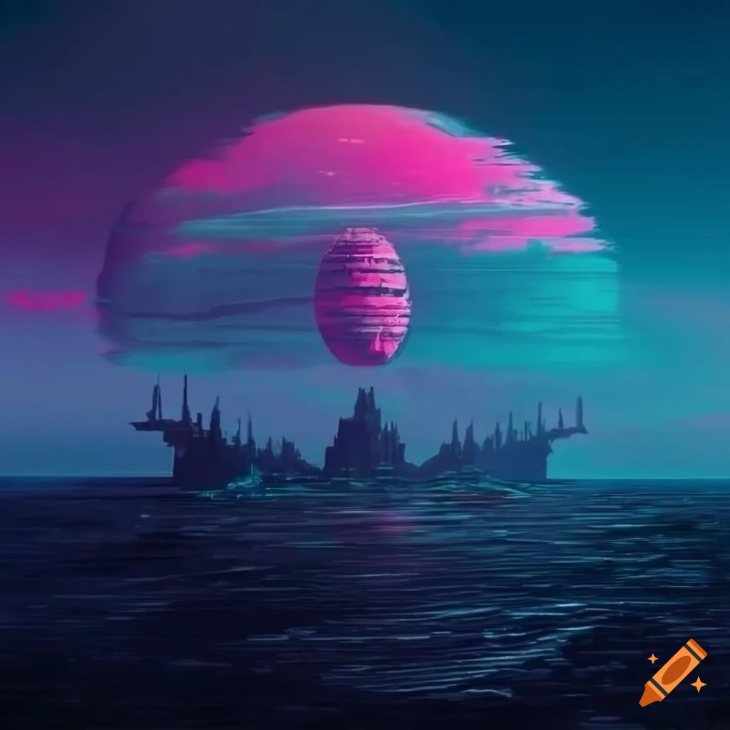 Wallpaper #zzMlM5MBcgDP3FvJCKl382 Vaporwave Apocalyptic Dark Space Fantasy Landscape on Craiyon