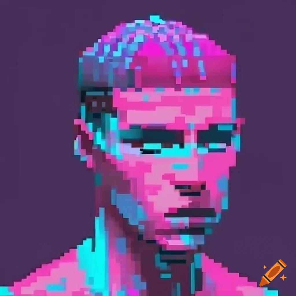 Wallpaper #92dz6ZIBSpphPi3-yUFZ277 Futuristic Pixel Art Portrait of a Man on Craiyon