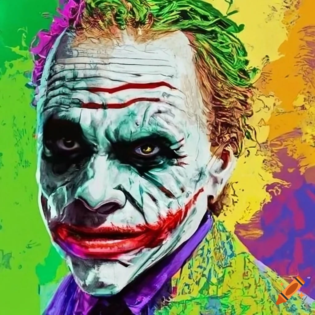 Wallpaper #pLg525IBJvJKYCmE3_XP241 Artwork of Heath Ledgers Joker on Craiyon