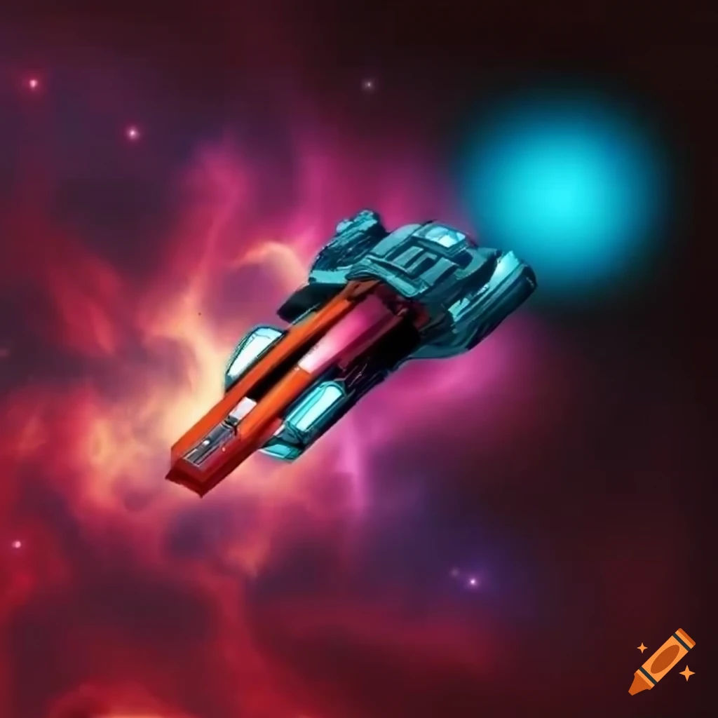 Wallpaper #72cWC5MBSpphPi3-c9dk333 Spaceship Navigating Through a Colorful Nebula