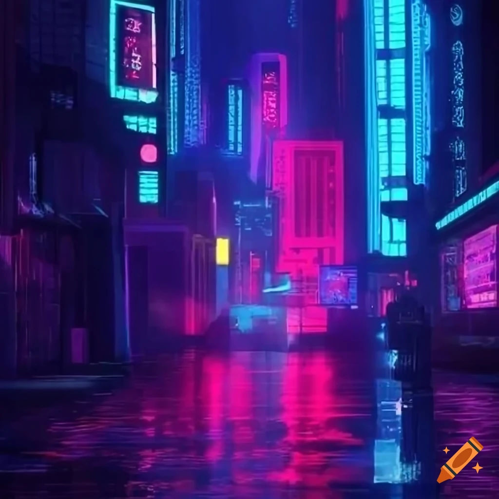 Wallpaper #v5yx4ZIBZHQxiYar0bzY302 Cyberpunk City with Futuristic Neon Lights