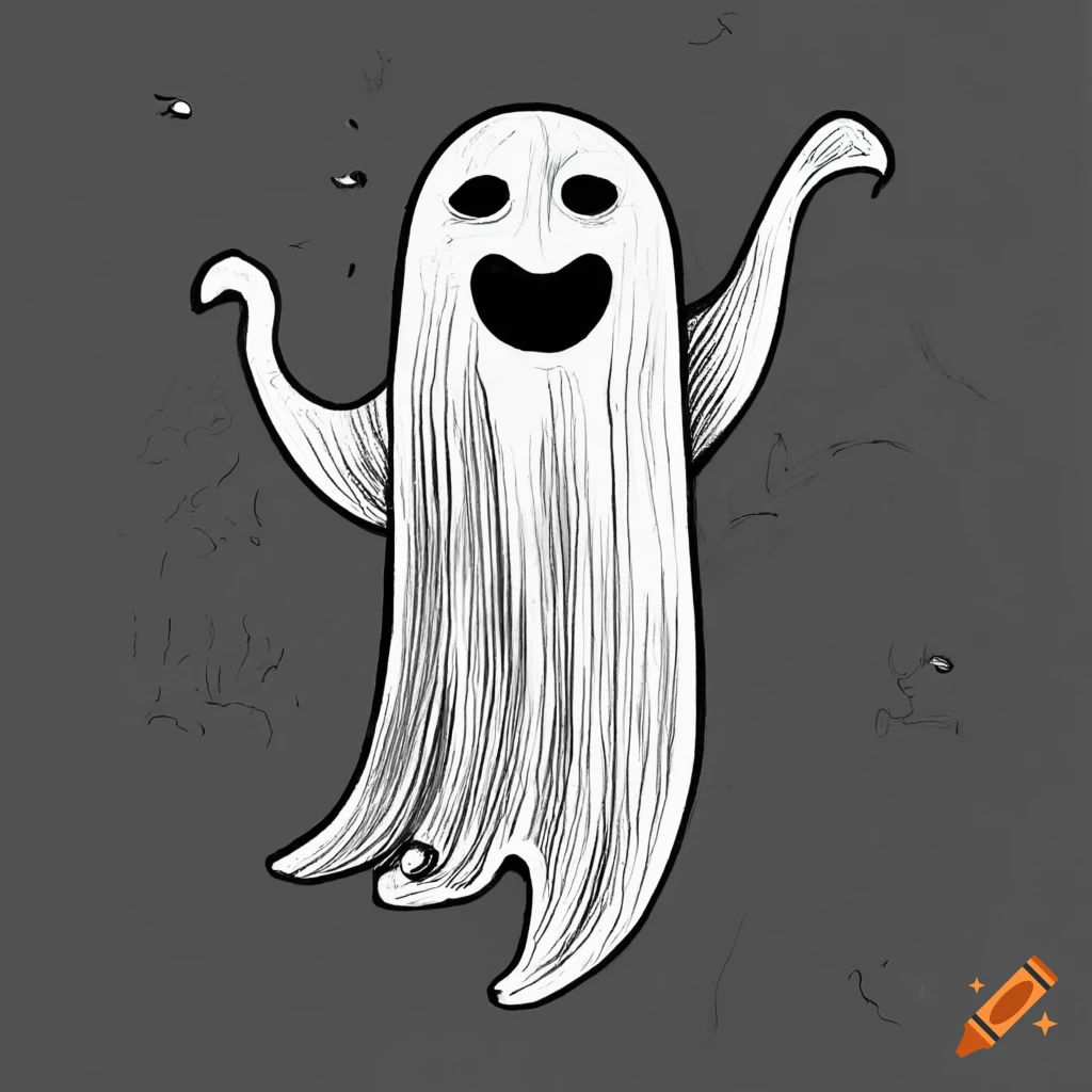 Wallpaper #R_S4OZMBKFX8bn3rxndT374 Crosshatched Silly Ghost Illustration